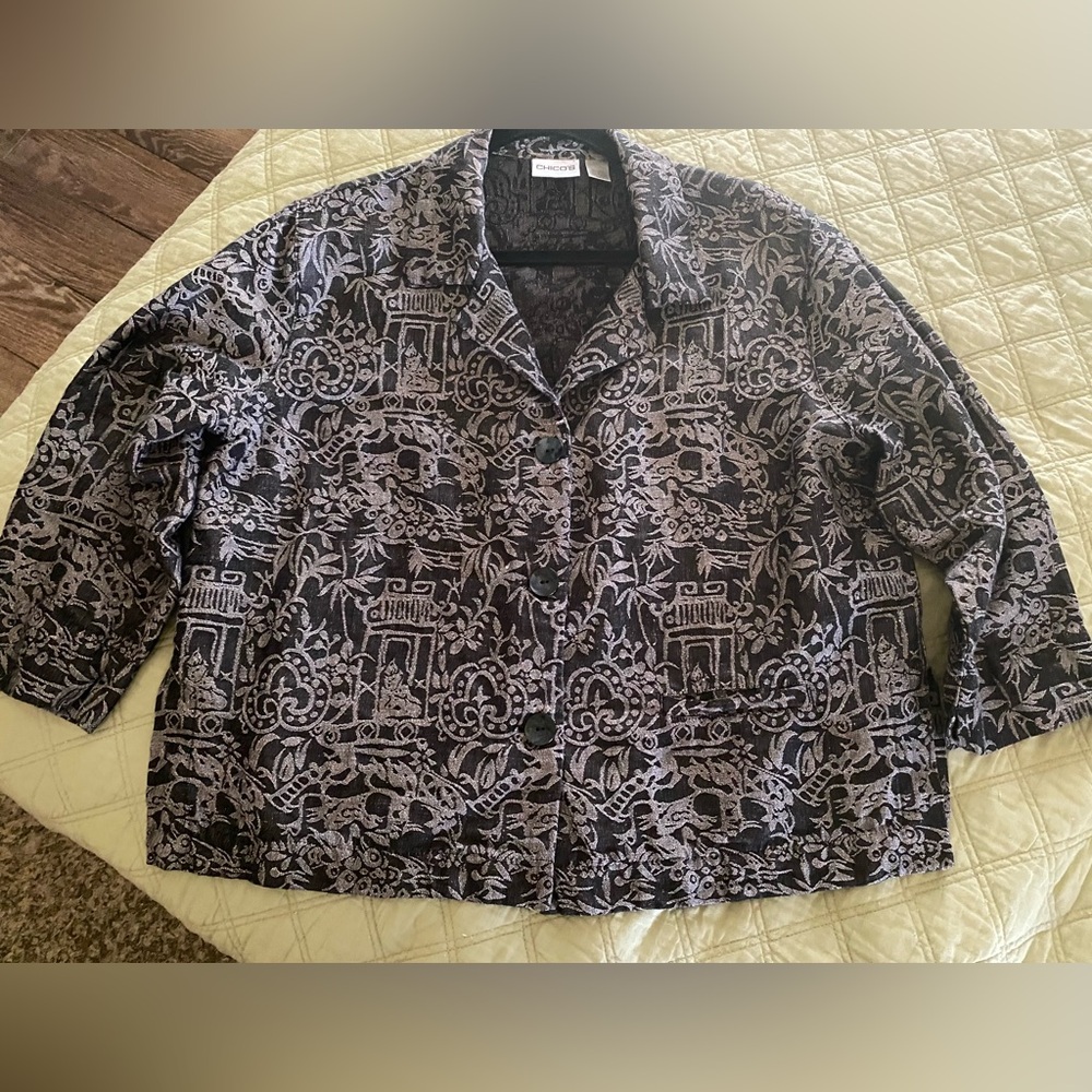 Chico's Black and Gray women’s Shirt Jacket size XL